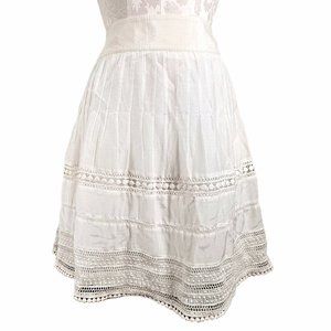 NWT Ann Taylor Eyelet Skirt Cotton Silk Blend White Size 4